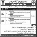 Video Editor Frontier Works Organization Rawalpindi Jobs August 24, 2020