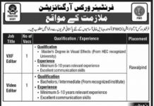 Video Editor Frontier Works Organization Rawalpindi Jobs August 24, 2020