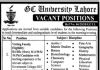 Visiting Faculty Government College University Lahore (GCUL) Jobs August 20, 2020