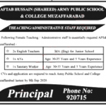 Jobs in Aftab Hussain Shaheed APS&C College Muzaffarabad 05 September, 2020