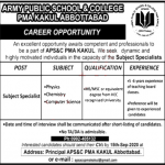 Jobs in APS&C PMA Kakul Abbottabad Subject Specialist 04 September, 2020 for
