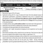 Jobs in Army Museum Lahore for Research Associate 30 September, 2020