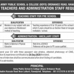 Jobs in Army Public School & College in Rawalpindi 22 September, 2020
