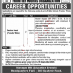 Jobs in Army Public School & College APS&C FWO RA Bazar 01 September, 2020