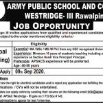 Jobs in Army Public School & College Westridge III Rawalpindi 05 September, 2020