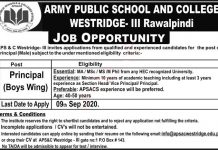 Jobs in Army Public School & College Westridge III Rawalpindi 05 September, 2020