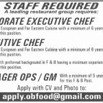 Jobs in Corporate Executive Chef & CFO in Karachi 23 September, 2020