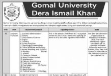 Jobs in Gomal University Dera Ismail Khan for Professors 29 September, 2020