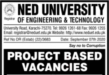 Jobs in NED University of Engineering & Technology NEDUET 15 September, 2020