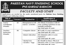Jobs in Pakistan Navy Finishing School PNS Karsaz Karachi 01 September, 2020