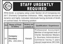 Jobs in PPHI Sindh for Company Secretary 26 September, 2020