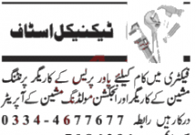 Jobs in Printing Machine Operator & AC Technician 01 September, 2020