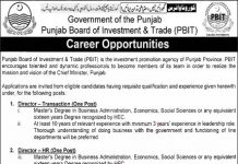 Jobs in Punjab Board of Investment & Trade PBIT Lahore 25 September, 2020
