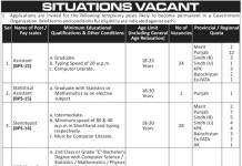Jobs in Statistical Assistant & Stenotypist in Pakistan Army 21 September, 2020