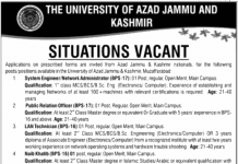 Jobs in The University of Azad Jammu & Kashmir UAJ&K 28 September, 2020