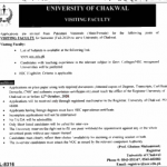 Jobs in University of Chakwal for Visiting Professors 28 September, 2020