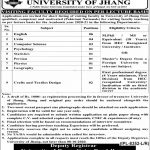 Jobs in Visiting Professor & Lecturer in University of Jhang 30 September, 2020