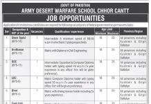 Jobs in Army Desert Warfare School Chhor Cantt 26 October, 2020