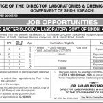 Jobs in Chemico Bacteriological Laboratory Karachi 01 October, 2020