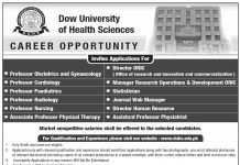 Jobs in DOW University of Health Sciences DUHS Karachi 15 October, 2020