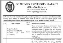 Jobs in GC Women University Sialkot for Assistants 26 October, 2020