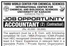 Jobs in ICCBS International Center for Chemical Karachi 27 October, 2020