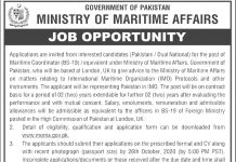 Jobs in Maritime Coordinator in Ministry of Maritime Affairs 04 October, 2020