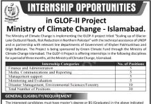 Jobs in Ministry of Climate Change Islamabad Internship 29 October, 2020