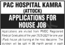 Jobs in PAC Hospital Kamra House Job 12 October, 2020