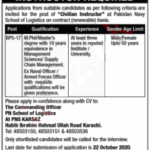 Jobs in Pakistan Navy School of Logistics & Management Karachi 16 October, 2020
