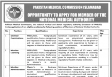 Jobs in PMC Islamabad for Member Licensing & Legal 16 October, 2020