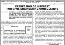 Jobs in Small Dams Division Kohistan II Jamshoro 01 October, 2020