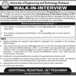 Jobs in UET University Peshawar for Project Director 10 October, 2020