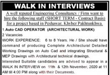 Jobs in Auto CAD Operator & Draftsman in Peshawar 11 November, 2020