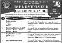 Jobs in IBA Public School Sukkur for Teaching Staff 09 November, 2020