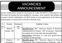 Jobs in KP BOIT Board of Investment & Trade Peshawar 11 November, 2020