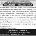Jobs in PPHI Gilgit Baltistan Medical Specialist & Doctors 10 November, 2020
