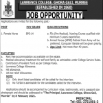 Female Nurse (BPS-14) Jobs in Lawrence College Ghora Gali Murree 26 Jan 2021