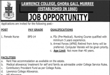 Female Nurse (BPS-14) Jobs in Lawrence College Ghora Gali Murree 26 Jan 2021