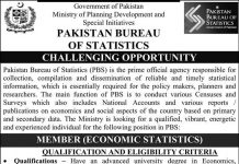 Member (Ecnomics Statistics) Jobs in Pakistan Bureau of Statistics 26 Jan 2021