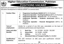 Programme Coordinator (MP-III) Jobs in Higher Education Commission12 Feb 2021