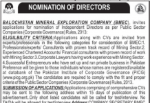 Jobs in Balochistan Mineral Exploration Company BMEC 2021 For Directors in Quetta Balochistan