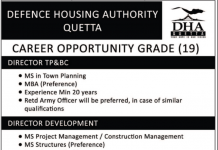 Jobs in Defence Housing Authority DHA Quetta 2021