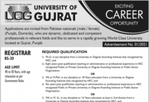 Jobs in University of Gujrat UOG 2021 in Gujrat