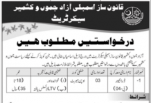 Jobs in Azad Jammu & Kashmir Legislative Assembly in Muzaffarabad AJK 2021