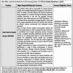 Head Service Quality in The Bank of Punjab Jobs 2021