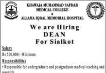 Jobs in Khawaja Muhammad Safdar Medical College & Allama Iqbal Memorial Hospital in Sialkot 2021