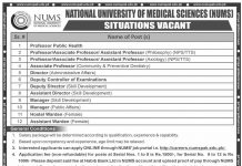 Jobs in National University of Medical Sciences NUMS 2021