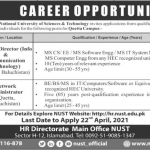 Jobs in National University of Science & Technology NUST in Quetta Campus 2021