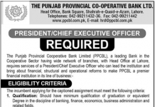 Jobs in Punjab Provincial Cooperative Bank Limited Chief Executive Officer 2021